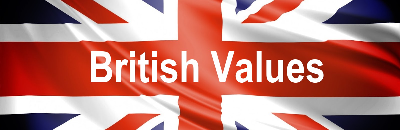 Union Jack flag with British values written on it